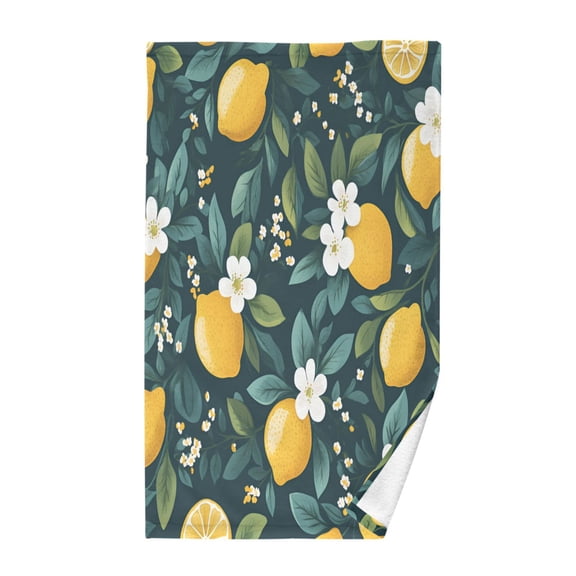 Yayeee 100% Cotton Hand Towels for Bathroom 16" x 28" Soft Absorbent Kitchen Towel, Yellow Lemons