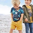 HILEELANG Toddler Boy Summer Short Sets Outfits Cotton CrewNeck Navy