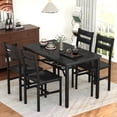 thumbnail image 5 of MOOSENG 5-Piece Dining Table Set with Wine Rack, Wood Kitchen Table and Set of 4 Chairs, Space-Saving Farmhouse Dinette Set for Breakfast Nook, Apartment Black, 5 of 9