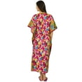 thumbnail image 5 of Bimba Womens Cotton Kaftan Long Maxi Pannel Printed Caftan Smocked Waist Night Wear Coverup Dress, 5 of 7