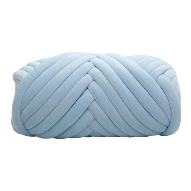 Hilo grueso de poliéster de tela, hilo de peso jumbo, hilo de punto suave de 250 g, hilo voluminoso Azul claro