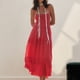thumbnail image 2 of Vestido plisado sexy para mujer Cuello cuadrado Sin mangas Color sólido Amarre Traje diario FLhrweasw Nuevo, 2 of 7