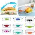 thumbnail image 3 of 1Pc Muli-Use Reusable Sandwich Containers Lunch Containers- 100% Airtight & BPA-Free & Microwave & Dishwasher Safe Kitchen Storage Containers with Upgraded Snaps,Indoors & Outdoors(Blue,6.7x6.7x2"), 3 of 3