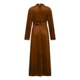 thumbnail image 5 of Womens Velvet Long Sleeve Maxi Dress - Turtleneck Tunic Solid Color Elegant Wedding Guest Party Cocktail Evening Party, 5 of 6