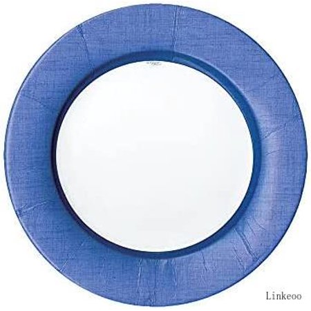 

Linen Border Paper Salad & Dessert Plates In Blue II - 8 Per Package
