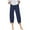 Navy, variant on fartey 2025 Capri Pants for Women Cotton Linen Elastic Waist Tulip Hem Pockets Baggy Trousers Solid Color Breathable Casual Beach Trousers