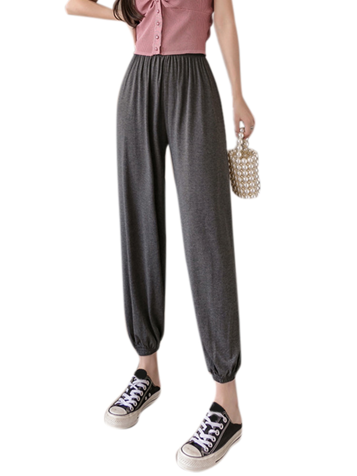 Lallc - Women's Casual Elastic Waist Trousers Loose Jogging Bottoms ...