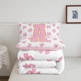 thumbnail image 5 of Manfei Cute Pink Bow Twin Comforter Sets,Girls Personalized Letter A Bedding Set,Pink Reversible,2pcs,1 Comforter and 1 Pillowcase, 5 of 7
