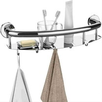 Brushed Nickel 18-inch Safety Grab Bar with Storage Shelf for Bathtub or Shower, Drainage Holes, Stainless Steel, Wall Mounted Grab Bars for Elderly Injured Balance Support