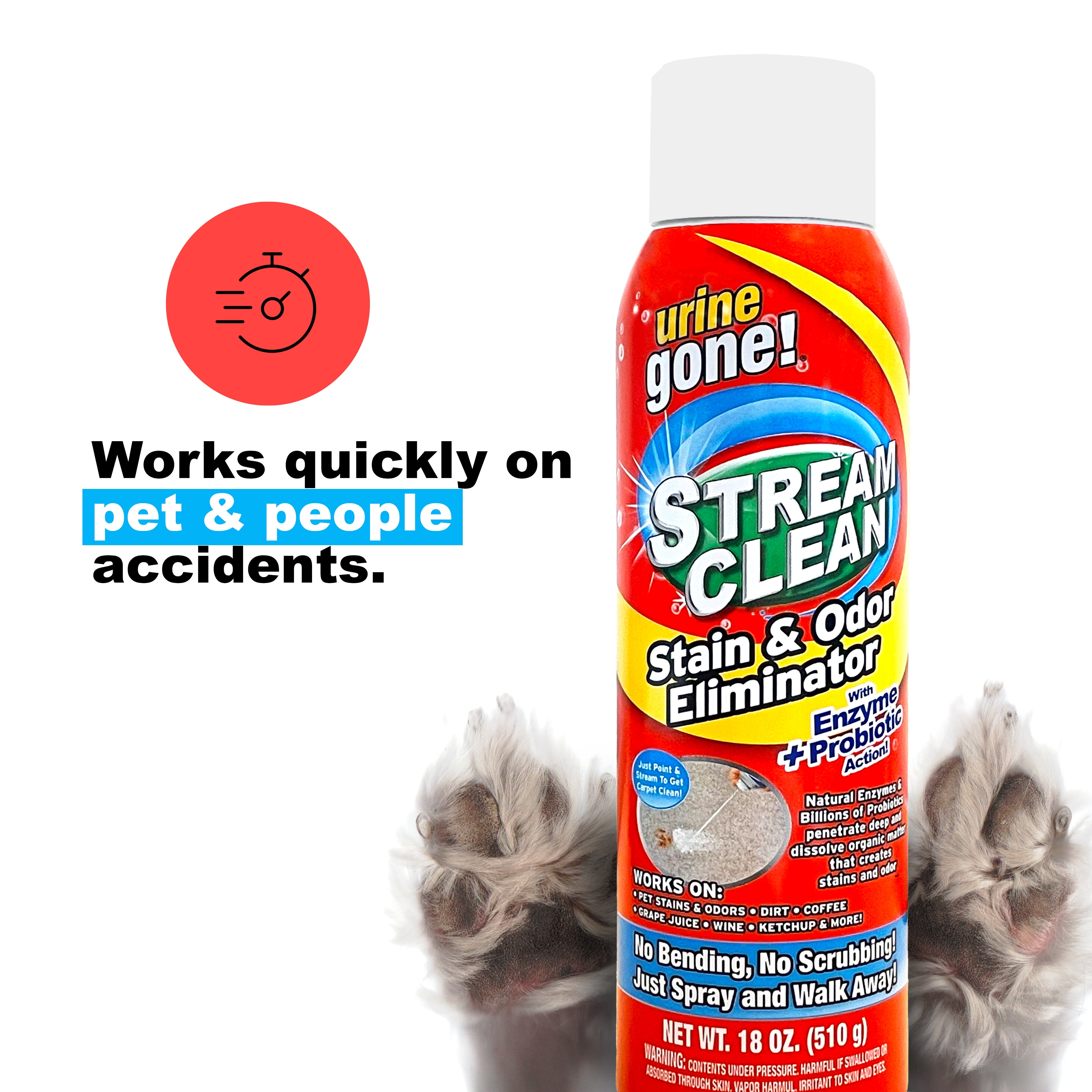 Urine Gone Stream Clean Heavy Duty Carpet Stain and Odor Eliminator for Dogs & Cats - 3-Pack, 72oz
