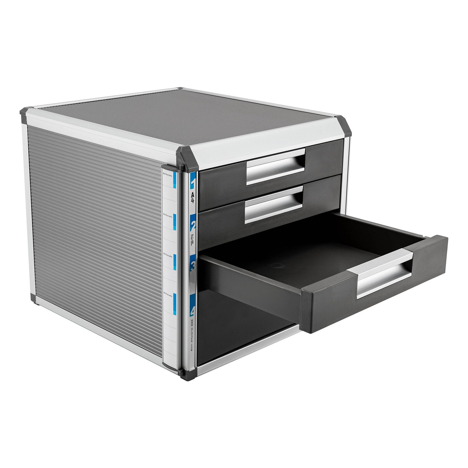 Home Office Books File Locking Storage Cabinet 4 Layers Desktop Drawer Organizer