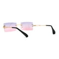 thumbnail image 4 of Luxury Hippie Style Rimless Bevel Rectangle Lens Sunglasses Gold Grey Pink, 4 of 4
