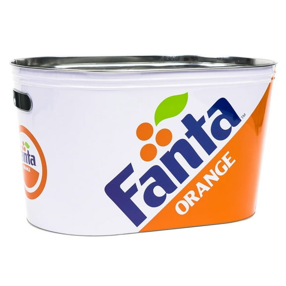 Fanta Orange Food Beer Soda Soft Drinks Party Bucket Container Large All Metal Canister W/Handle Holes Oval Tub 16x10x9.5