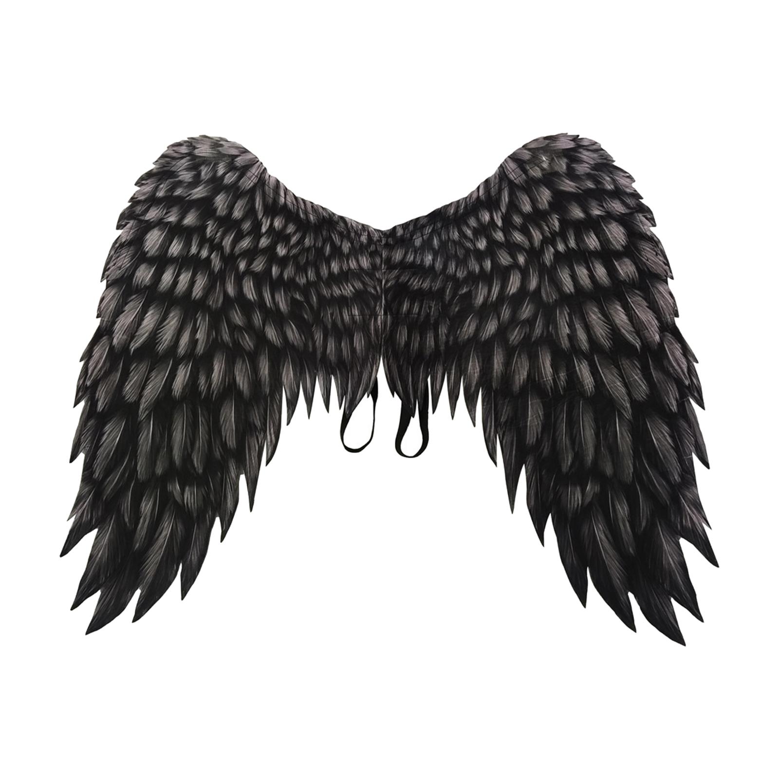 Ailes D'ange En Tissu Non Tissé Pour Déguisement - Pliables Avec Armature Fil De Fer, Noir Et Rouge, Pour Halloween, Cosplay