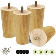 SKERELL Solid Rubber Wood Replacement Furniture Feet,4 inch Furniture Legs Set of 4 Sofa Leg
