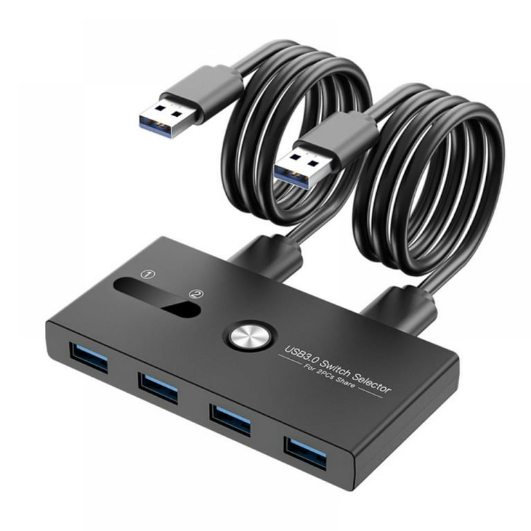 Selector de interruptor USB3.0 Interruptor USB de 4 puertos 2 PC para  compartir 4 periféricos USB KM Switch Hub para PC, portátil, mouse,  teclado