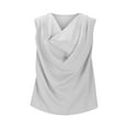 thumbnail image 6 of Ashirexll Tank Tops for Women Fashion Loose Front Neck Satin Trim Drop Shoulder Pleated Blouses, 6 of 7