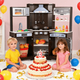 thumbnail image 4 of TLSUNNY Toddler Corner Play Kitchen, with Realistic Lights & Sounds, Wooden Toy Kitchen w/ Stove, Washer, Ice Maker, Accessories for Ages 3+, 4 of 8