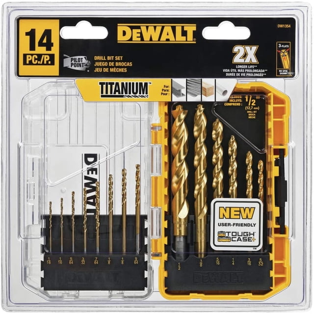 Juego de brocas DEWALT titanio 14 piezas DW1354