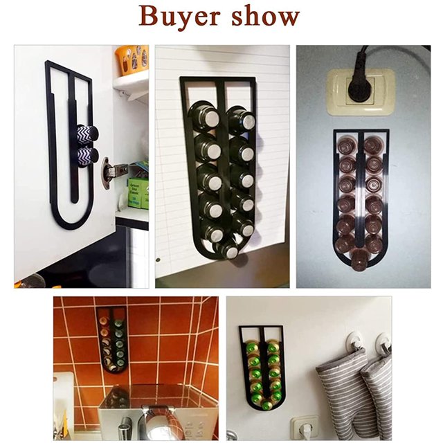 Portacápsulas, portacápsulas de café para 12 cápsulas Nespresso originales, estante de almacenamiento de cápsulas de café montado en la pared, negro, una pieza LingWen 8390611444761