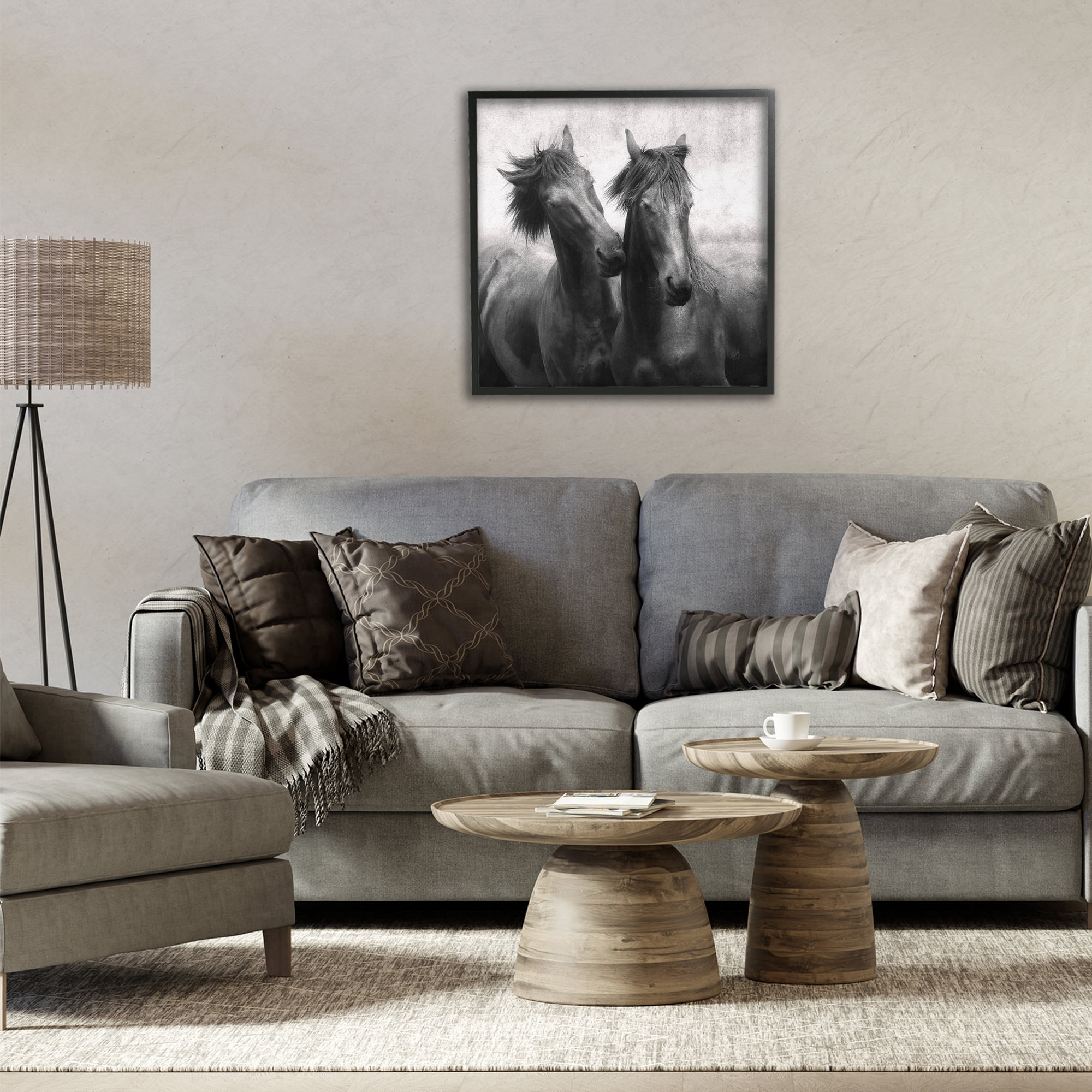 Stupell Industries Short Haired Horse Pair Black Framed Giclee Art, design by Lars Van de Goor
