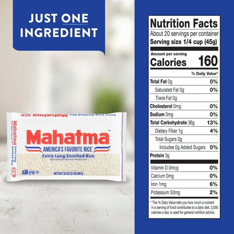 Mahatma Gluten-Free Enriched Extra Long Grain White Rice, 2 lb Bag