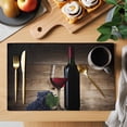 thumbnail image 2 of Red Wines Placemats Set of 6 Grapes Vintage Wooden Grain Farmhouse Place Mats Indoor Wipeable Table Mats Washable Cloth Dining Table Placemats for Kitchen Holiday Party Home Decor 13x19 Inch, 2 of 9