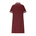 thumbnail image 5 of Wedding Guest Dress Plus Size, Women's Solid Color With Pockets Button Splicing Lapel Caregiver Dress Nurse Dress Work Midi Dress(Wine,L), 5 of 6