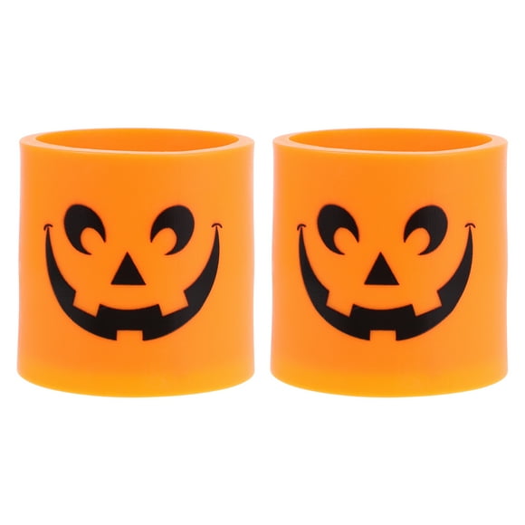 2pcs creative halloween luces calabaza luces grandes luces de cara sin batería