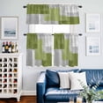 thumbnail image 2 of Abstract Graffiti Art Kitchen Curtains Valances and Tiers Set of 3 Green Grey Geometric Painting Texture Tier Curtains and Valance with Rod Pocket for Small Windows, 27.5"x24", 2 of 9