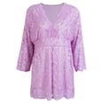 thumbnail image 1 of Seyurigaoka Female Tops, V-Neck Elbow Sleeve Lace Floral Plus Size Base Shirt, 1 of 5