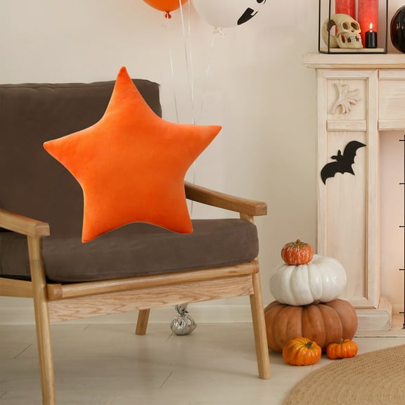 TOPRenddon Christmas Star Throw Pillow Decorative, Star Pillow Plush Orange, Stuffed Star Shaped Pillow Cute Toy for Kids, 15.7 inch