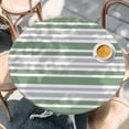 thumbnail image 2 of Sage Green Stripes Round Tablecloth, Fitted Table Cover with Elastic for 55"-60" Round Tables, Modern Minimalist Horizontal Ombre Lines Table Cloth Outdoor Indoor Dinning Party Waterproof Tablecloths, 2 of 7