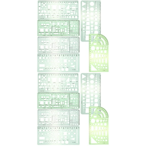 2 Sets Drawing Template Green Stencil Architecture