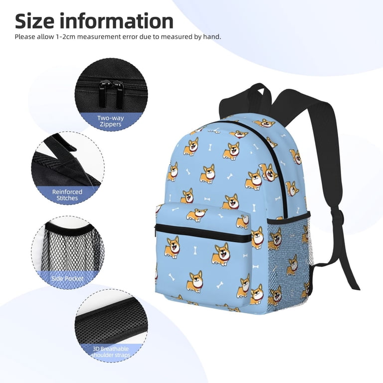 Picia Corgi Dog Large Capacity Backpack Classic Style Backpack