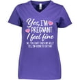 thumbnail image 3 of Inktastic Yes I'm Pregnant I Feel Fine No You Cant Touch My Belly Women's V-Neck T-Shirt, 3 of 5