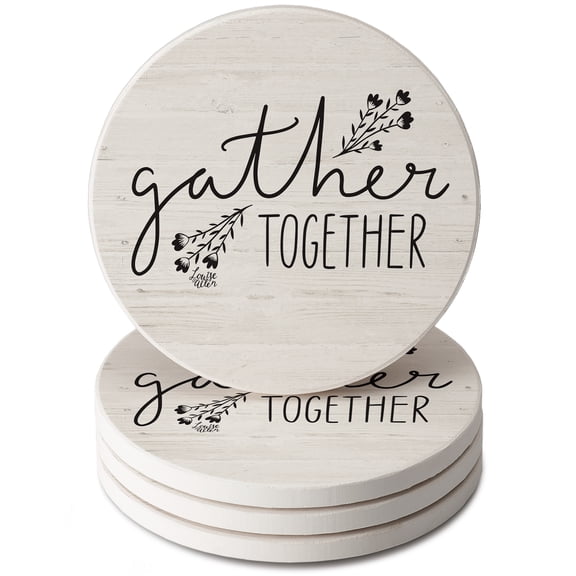 Thirstystone Farmhouse Gather 4-Pack Round Stone Coasters