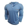thumbnail image 7 of WTOBBY Men's Casual Long Sleeve Hooded T-Shirt Button Front, Solid Color with Pocket, Comfortable for Daily Wear, Layering, and Casual Street Style,Light Blue M, 7 of 7