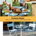 thumbnail image 6 of Elastic Fitted Round Tablecloth, Aqua Geometric Waterproof Stretch Table Cover for 45"-54" Tables, Modern Black White Striped Abstract Lines Washable Outdoor Tablecloths for Patio, Picnic, Camping, 6 of 9