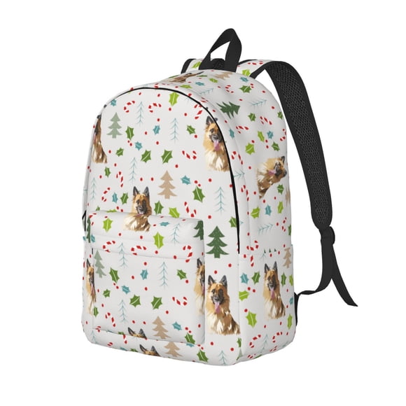 Wukai German Shepherd Dog Print Durable Canvas Laptop Backpack - Adjustable Shoulder Straps, Water-Resistant, Large Capacity, Unisex for School, Office-Small