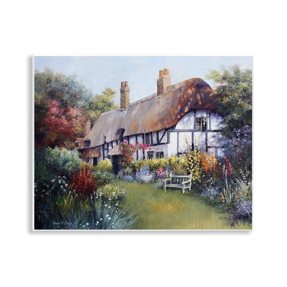 Stupell Industries Budding Cottage Garden Buildings & Architecture Painting Unframed Art Print Wall Art, 14 x 11