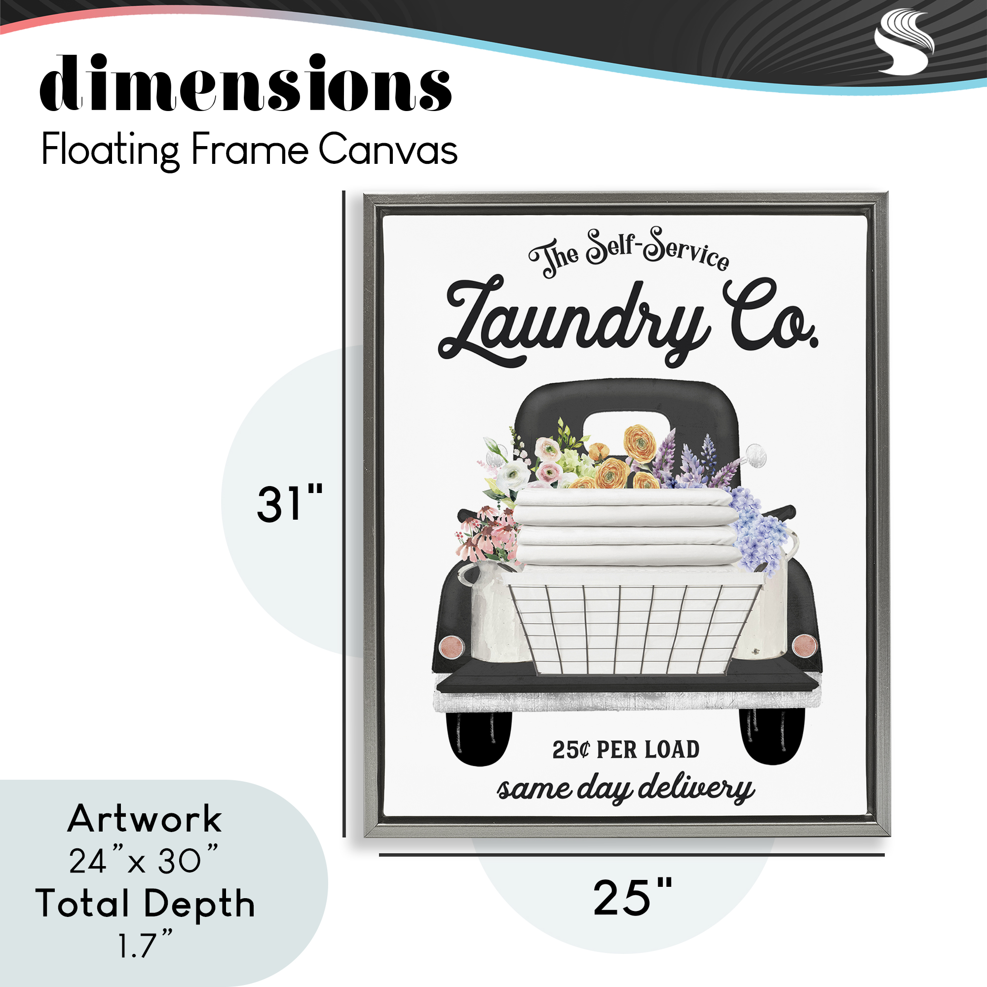 Laundry Service Truck Gray Framed Floater Canvas Wall Art, design by Lettered and Lined
