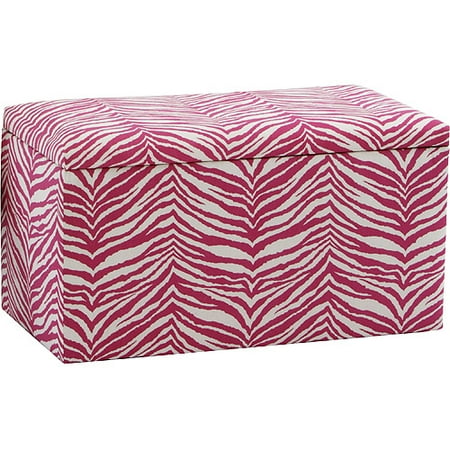 Upholstered Storage Bench, Zebra Pink