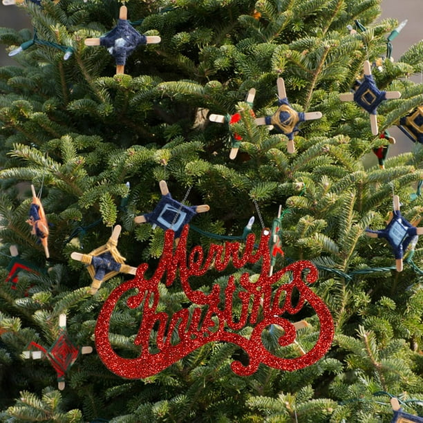 Xihbxyly Adorno de Tarjeta con Letras Alegres y Brillantes, Decoración para Árbol de Navidad con Purpurina, Ideal para Añadir a La Mesa Festiva, 15 X 9 Cm