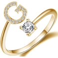 thumbnail image 1 of GHSDFBB Initial Letter Ring for Women Girls Gold Stackable Alphabet Rings with Initial Adjustable Crystal Inlaid Initial Rings Bridesmaid Gift, 1 of 6