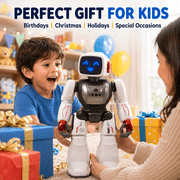 Smart Robot Toy for Kids Ages 4-9, Large 15-inch Programmable Interactive Gift with Remote and Gesture Control, LED Face, Music and Dance