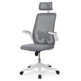 thumbnail image 2 of Magshion Chaise de Bureau Chaise de Tâche Fonction d'Inclinaison Appui-Tête Réglable avec Accoudoirs Rabattables Support Lombaire Chaise de Bureau, Pivotante à 360 Degrés (Gris), 2 of 4