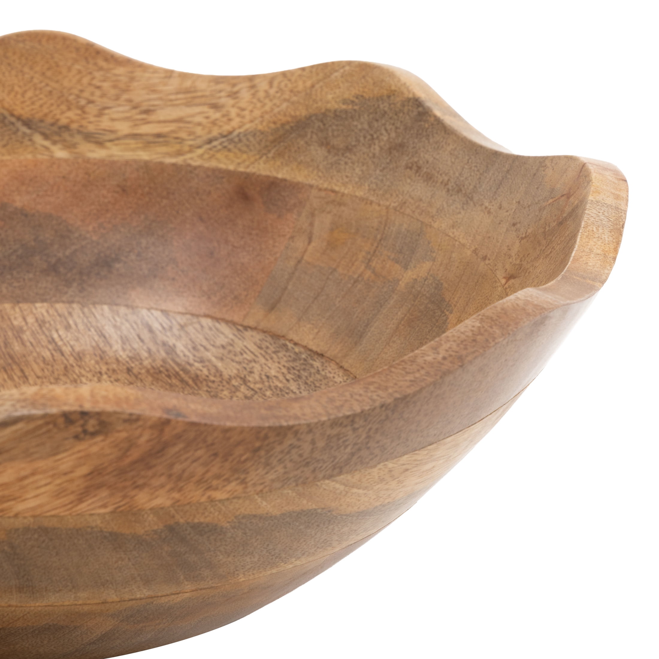 DecMode 12", 9", 6"W Handmade Round Floral Brown Mango Wood Decorative Bowl, Set of 3