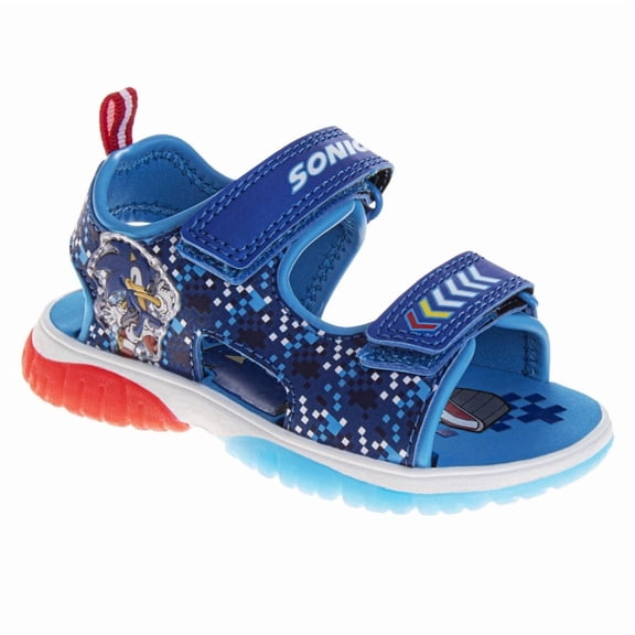 SEGA Sonic the Hedgehog Boys Hook and Loop Sport Sandals with Tails (Toddler), blue, Size: 11