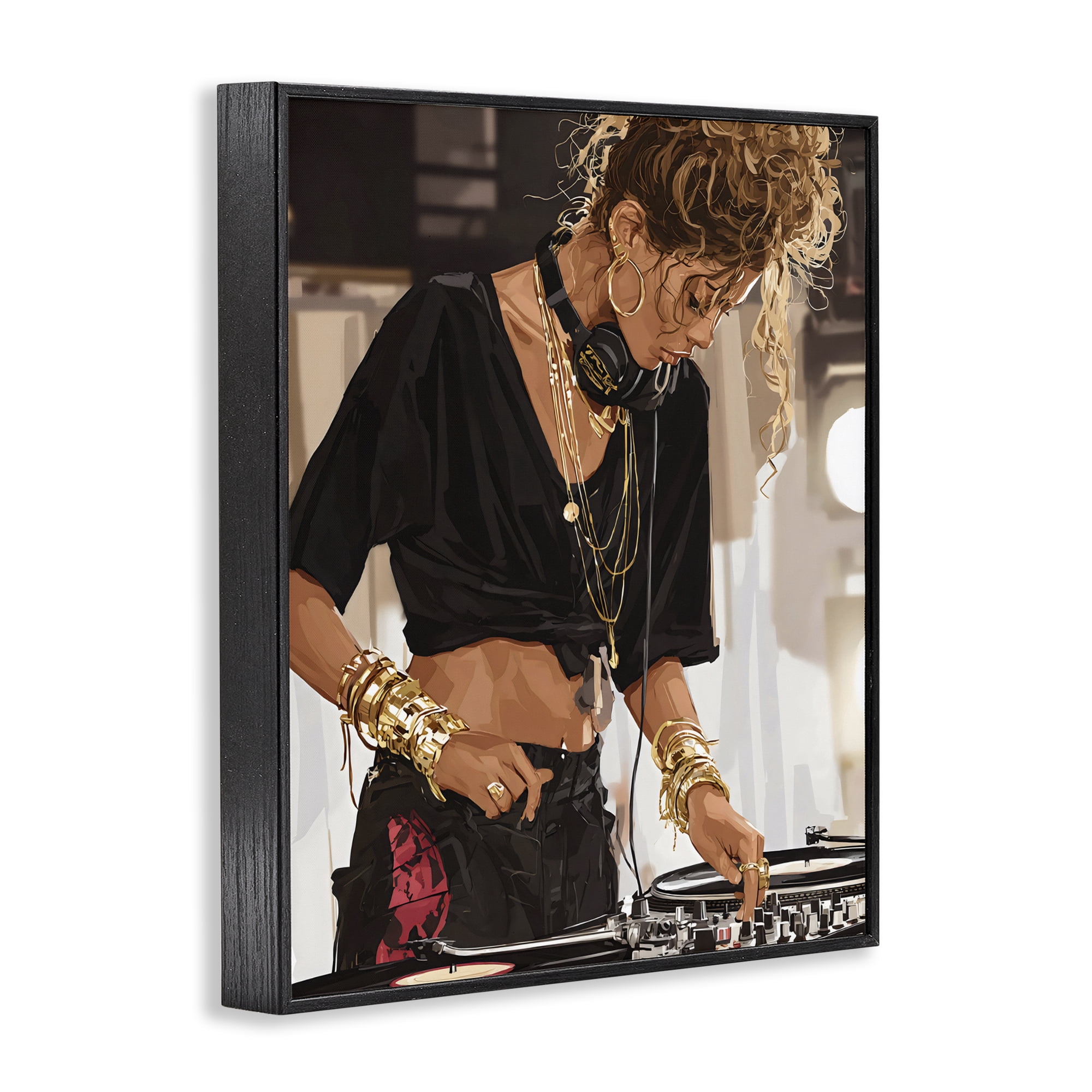 Stupell Industries Speaking Through Music DJ Black Framed Giclee Art, design by Franklyn Gregory